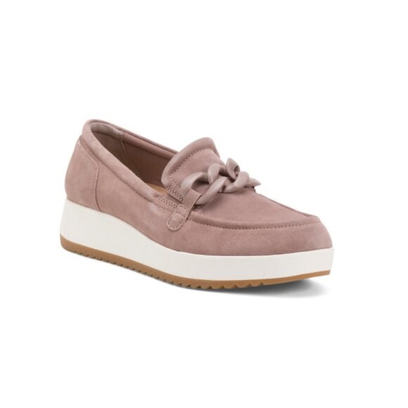 CLARKS Mauve Zylah May Comfort Wedge Loafers - Picture 1 of 2